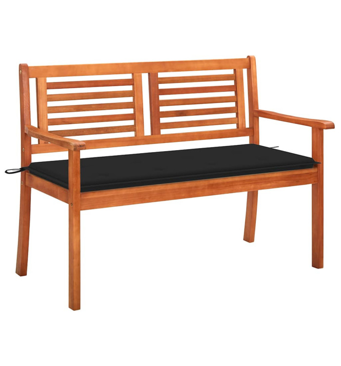 Banc de jardin 2 places avec coussin 120 cm Bois d'eucalyptus | Mobilier & Déco