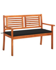 Banc de jardin 2 places avec coussin 120 cm Bois d'eucalyptus | Mobilier & Déco