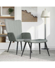 Chaise de relaxation avec repose-pied Gris clair Velours | Mobilier & Déco