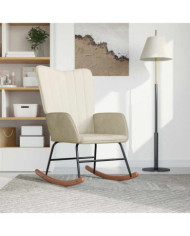 Chaise à bascule Blanc crème Velours | Mobilier & Déco