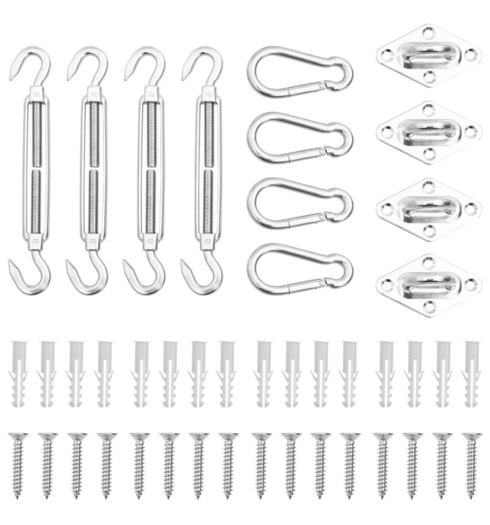 Jeu d'accessoires de voile d'ombrage 12 pcs Acier inoxydable | Mobilier & Déco