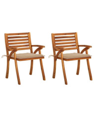 Chaises à manger de jardin avec coussins lot de 2 Acacia massif | Mobilier & Déco