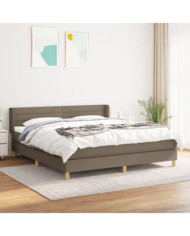 Sommier à lattes de lit avec matelas Taupe 180x200 cm Tissu | Mobilier & Déco