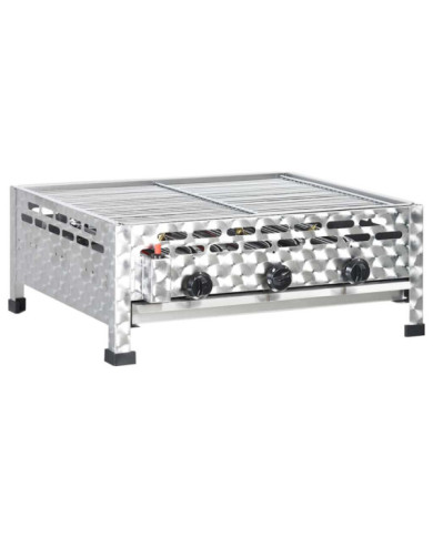 Grill commercial à gaz 3 zones de cuisson Inox Argenté | Mobilier & Déco