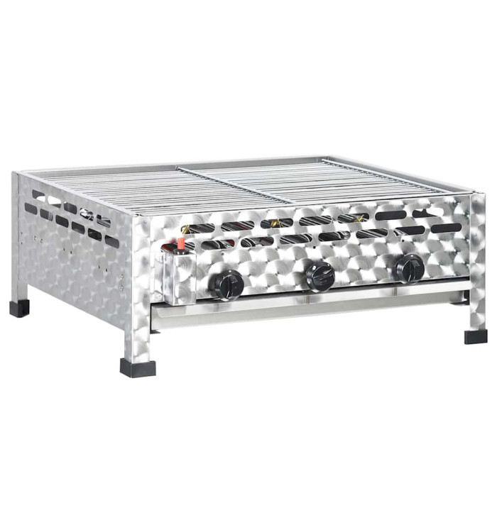Grill commercial à gaz 3 zones de cuisson Inox Argenté | Mobilier & Déco