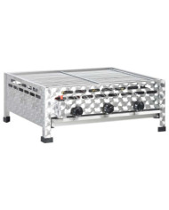 Grill commercial à gaz 3 zones de cuisson Inox Argenté | Mobilier & Déco