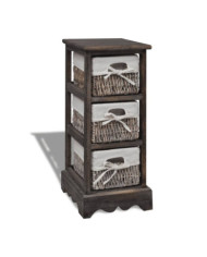 Étagère de rangement Bois Marron 3 paniers en tissage | Mobilier & Déco
