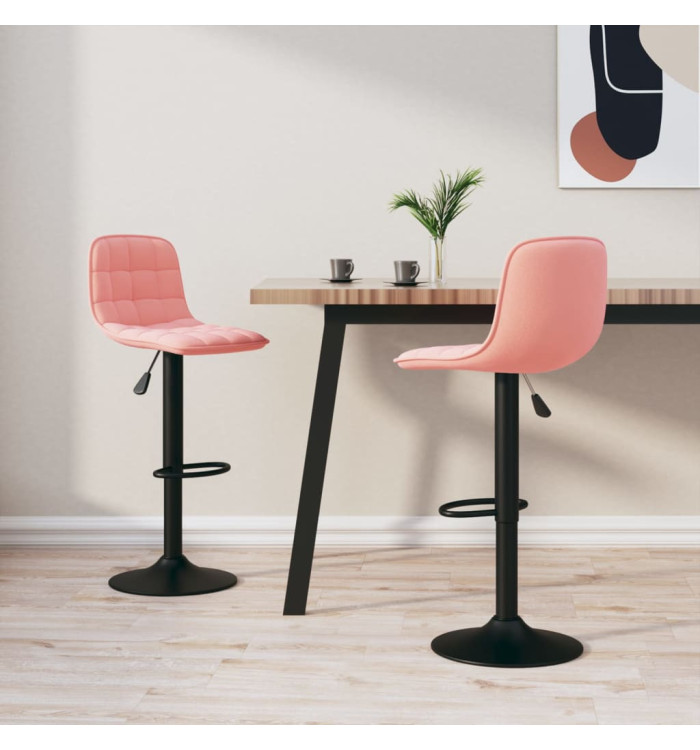 Tabourets de bar lot de 2 rose velours | Mobilier & Déco