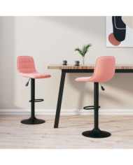 Tabourets de bar lot de 2 rose velours | Mobilier & Déco