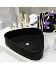 Lavabo triangulaire en céramique noir 50,5x41x12 cm | Mobilier & Déco