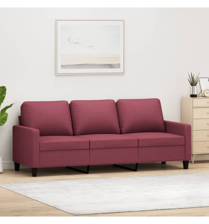 Canapé à 3 places Rouge bordeaux 180 cm Tissu | Mobilier & Déco