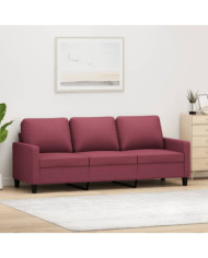 Canapé à 3 places Rouge bordeaux 180 cm Tissu | Mobilier & Déco