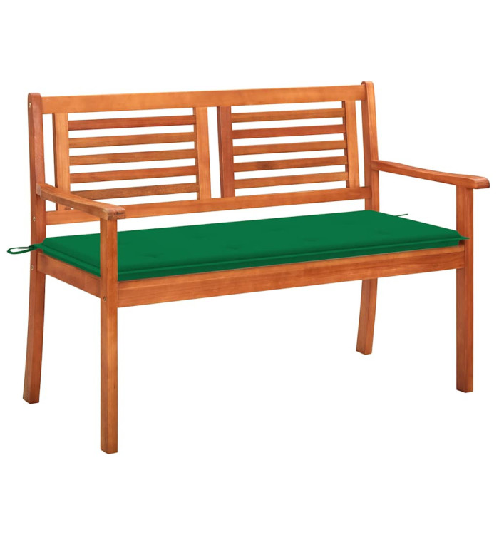 Banc de jardin 2 places avec coussin 120 cm Bois d'eucalyptus | Mobilier & Déco