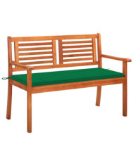 Banc de jardin 2 places avec coussin 120 cm Bois d'eucalyptus | Mobilier & Déco