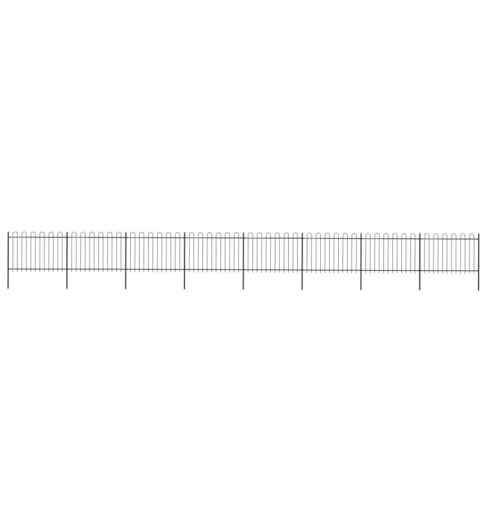 Clôture de jardin avec dessus en cerceau Acier 13,6x1,2 m Noir | Mobilier & Déco