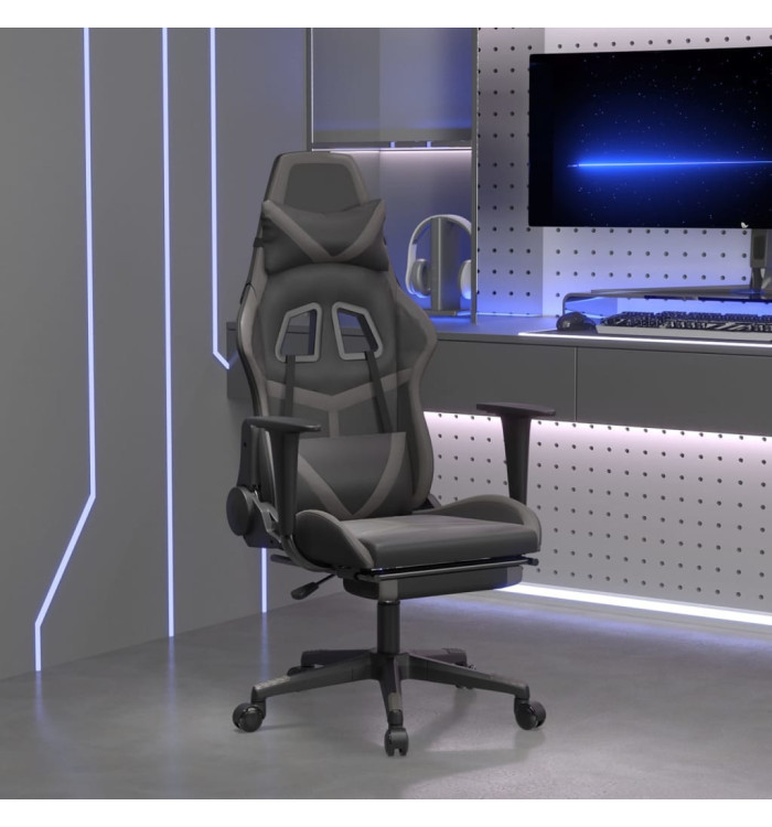 Chaise de jeu avec repose-pied Noir et gris Similicuir | Mobilier & Déco