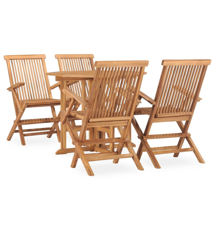 Ensemble à manger d'extérieur pliable 5 pcs Bois solide de teck | Mobilier & Déco