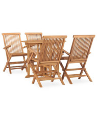 Ensemble à manger d'extérieur pliable 5 pcs Bois solide de teck | Mobilier & Déco