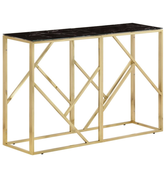 Table console doré acier inoxydable et verre trempé | Mobilier & Déco