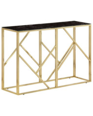 Table console doré acier inoxydable et verre trempé | Mobilier & Déco