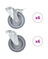 12 pcs Roulettes pivotantes à trou de boulon 100 mm | Mobilier & Déco