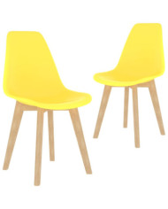 Chaises à manger lot de 2 jaune plastique | Mobilier & Déco
