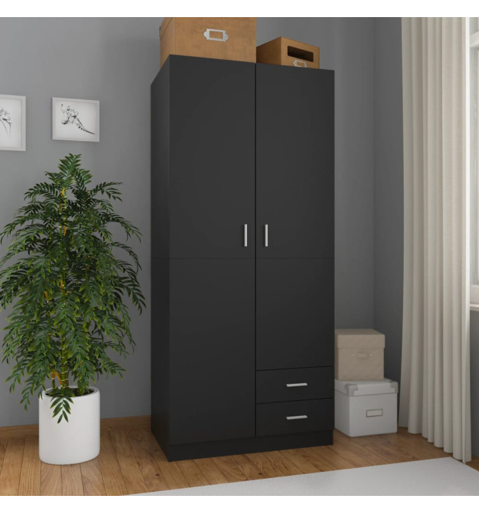 Garde-robe Noir 80x52x180 cm Aggloméré | Mobilier & Déco
