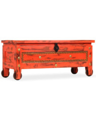 Coffre de rangement bois de manguier massif 101x39x42 cm rouge | Mobilier & Déco
