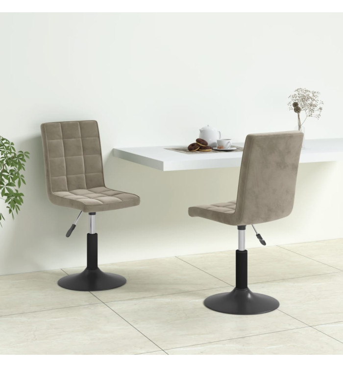 Chaises pivotantes à manger lot de 2 gris clair velours | Mobilier & Déco