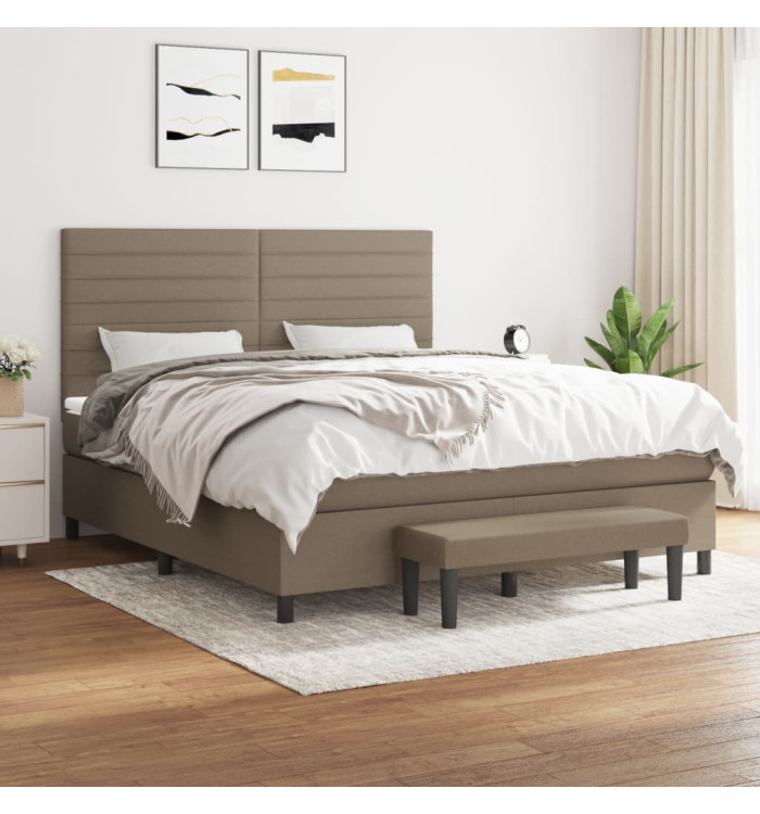 Sommier à lattes de lit avec matelas Taupe 180x200 cm Tissu | Mobilier & Déco