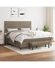Sommier à lattes de lit avec matelas Taupe 180x200 cm Tissu | Mobilier & Déco