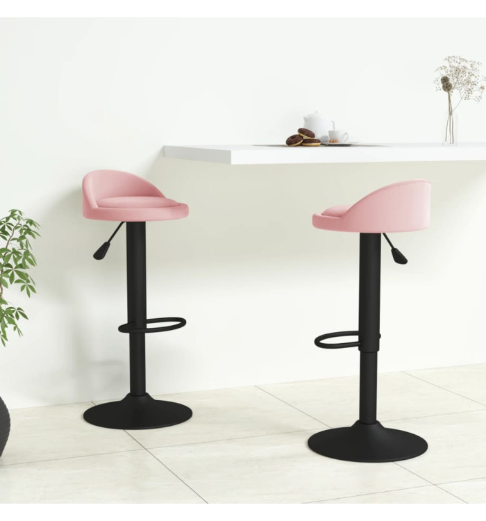 Tabourets de bar lot de 2 rose velours | Mobilier & Déco