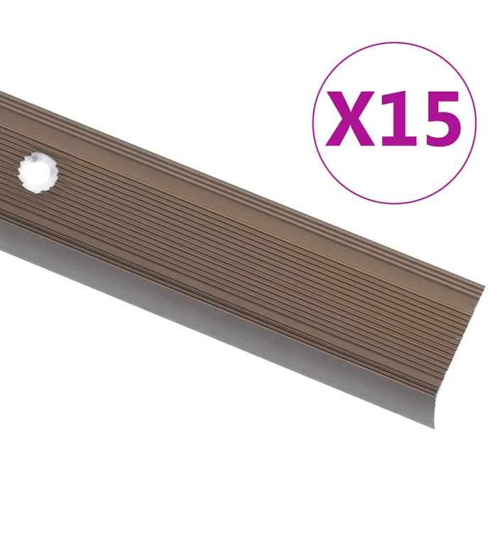Nez de marche forme en L 15 pcs aluminium 100 cm marron | Mobilier & Déco