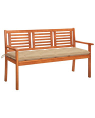 Banc de jardin 3 places avec coussin 150 cm Bois d'eucalyptus | Mobilier & Déco