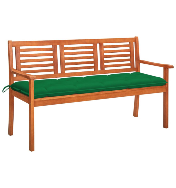 Banc de jardin 3 places avec coussin 150 cm Bois d'eucalyptus | Mobilier & Déco