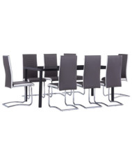 Ensemble de salle à manger 9 pcs Similicuir Gris | Mobilier & Déco