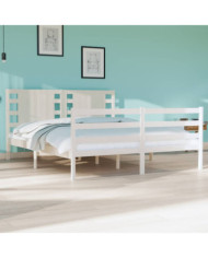 Cadre de lit sans matelas blanc 135x190 cm bois de pin massif | Mobilier & Déco