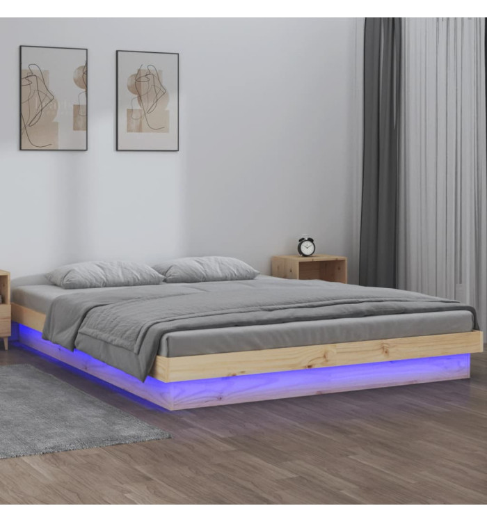 Cadre de lit à LED sans matelas bois massif | Mobilier & Déco
