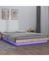 Cadre de lit à LED sans matelas bois massif | Mobilier & Déco