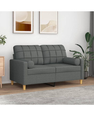 Coussins décoratifs lot de 2 Gris foncé Ø15x50 cm Tissu | Mobilier & Déco