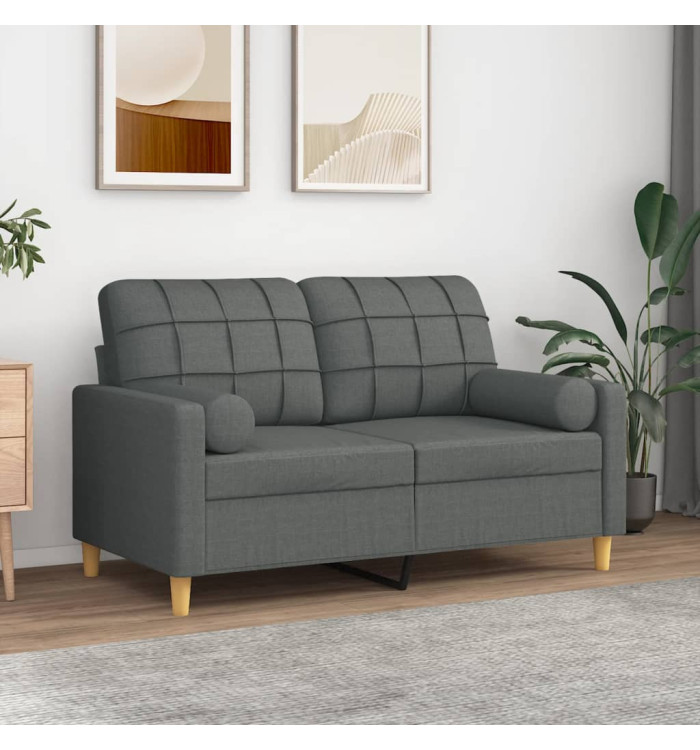 Coussins décoratifs lot de 2 Gris foncé Ø15x50 cm Tissu | Mobilier & Déco