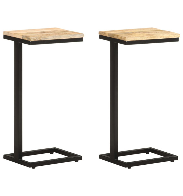 Tables d'appoint 2 pcs 31,5x24,5x64,5 cm Bois de manguier brut | Mobilier & Déco