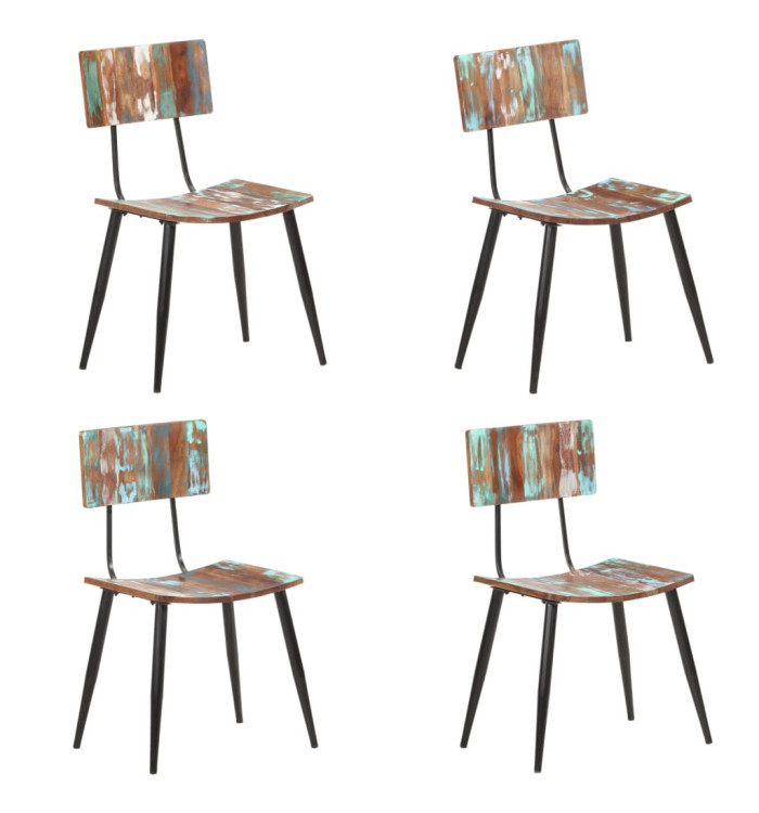 Chaises à manger lot de 4 bois de récupération solide | Mobilier & Déco