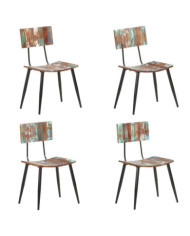 Chaises à manger lot de 4 bois de récupération solide | Mobilier & Déco