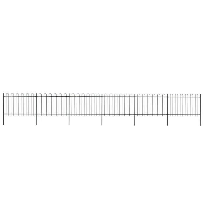 Clôture de jardin avec dessus en cerceau Acier 10,2x1,2 m Noir | Mobilier & Déco