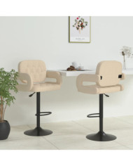 Tabourets de bar lot de 2 crème tissu | Mobilier & Déco
