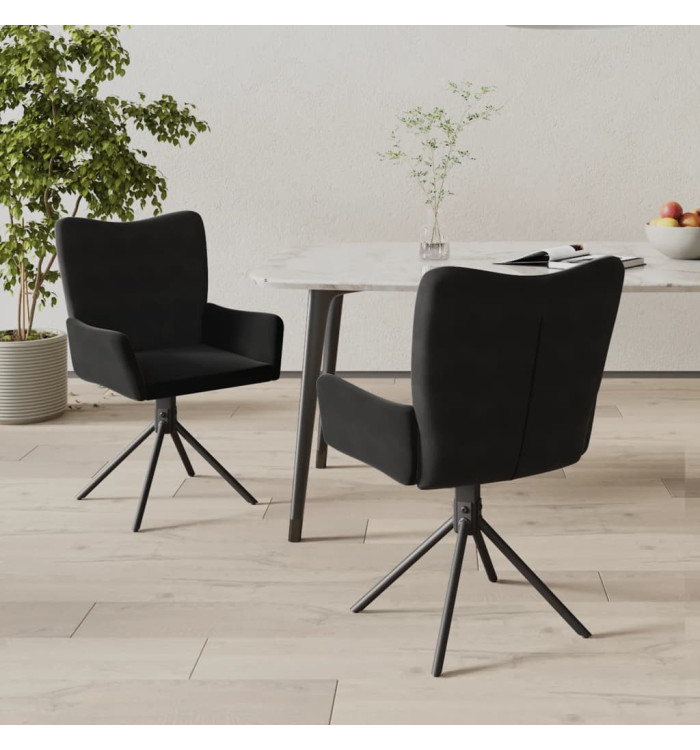 Chaises pivotantes à manger lot de 2 Noir Velours | Mobilier & Déco
