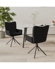 Chaises pivotantes à manger lot de 2 Noir Velours | Mobilier & Déco