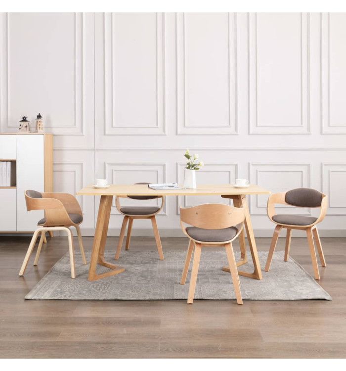 Chaises à manger lot de 4 bois courbé et tissu taupe | Mobilier & Déco
