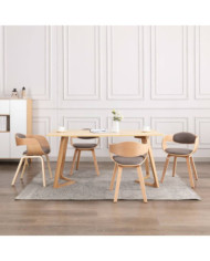 Chaises à manger lot de 4 bois courbé et tissu taupe | Mobilier & Déco